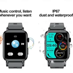 696 TK63 Smart Watch 1.91 inch Smartwatch Fitness Running Watch Bluetooth ECG+PPG Temperature Monitoring Pedometer Compatible with Android iOS Men Hands-Free Calls Message Reminder Custom Watch Face