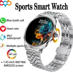 696 TN88 Smart Watch 1.43 inch Smart Band Fitness Bracelet Bluetooth Pedometer Call Reminder Sleep Tracker Compatible with Android iOS Women Men Hands-Free Calls Message Reminder IP 67 43mm Watch Case