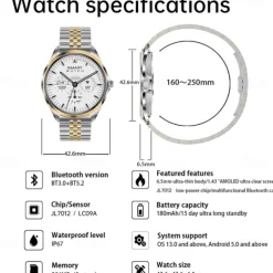 696 TN88 Smart Watch 1.43 inch Smart Band Fitness Bracelet Bluetooth Pedometer Call Reminder Sleep Tracker Compatible with Android iOS Women Men Hands-Free Calls Message Reminder IP 67 43mm Watch Case