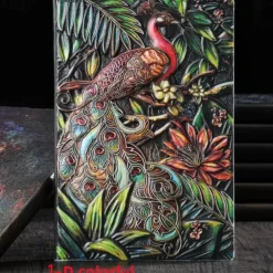 8 Types Embossed Leather Journal Diary Business Notebook Agenda Antique Handmade Relief Notebook Phoenix Immortal Bird Travel Notebook Agenda Book Gift for Friends Size A5 (8.4x5x0.7 Inches)