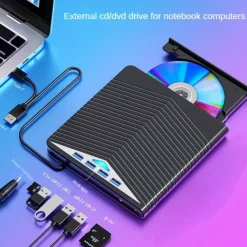 4 USB With LED Lights External CD/DVD Players For Personal Computers CD/DVD Players. Type-C Multi-function Extender Card Reader For Windows/Liunx/Mac Os/for Mac Book/Note Book/for I Mac/Mac OS/SE/ME