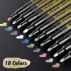 10 Vibrant Colors Metallic Markers - Perfect for Rock Painting DIY Photo Albums Scrapbook Crafts and More!