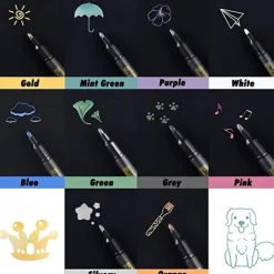 10 Vibrant Colors Metallic Markers - Perfect for Rock Painting DIY Photo Albums Scrapbook Crafts and More!