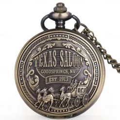 1913 Western Cowboy Carriage Badge Men's and Women's Quartz Pocket Watch Fashion Best Festival Gift Student Clock
