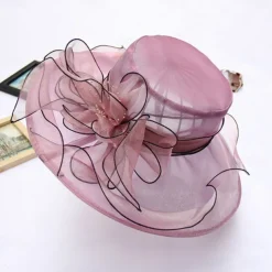 2025 Womens Organza Church Derby Hat - Elegant Fashionable Tea Party Fascinator and Church Hat