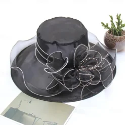 2025 Womens Organza Church Derby Hat - Elegant Fashionable Tea Party Fascinator and Church Hat