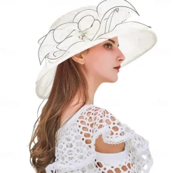 2025 Womens Organza Church Derby Hat - Elegant Fashionable Tea Party Fascinator and Church Hat