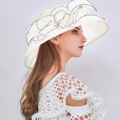 2025 Womens Organza Church Derby Hat - Elegant Fashionable Tea Party Fascinator and Church Hat