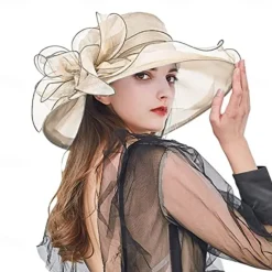 2025 Womens Organza Church Derby Hat - Elegant Fashionable Tea Party Fascinator and Church Hat