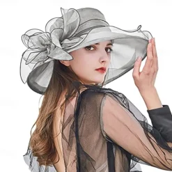 2025 Womens Organza Church Derby Hat - Elegant Fashionable Tea Party Fascinator and Church Hat
