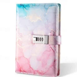 A5 180 Pages Retro Password Book with Lock, Creative Handcrafted Journal, Thickened Paper, Student Notepad Binder, Back to School Gift, Stationery Notebook