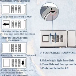 A5 180 Pages Retro Password Book with Lock, Creative Handcrafted Journal, Thickened Paper, Student Notepad Binder, Back to School Gift, Stationery Notebook
