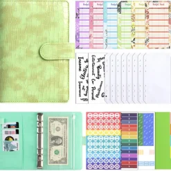 A6 Crocodile Budget Binder Cover PU Leather Notebook Binder with Hidden Snap Buckle Small 6 Ring Refillable Journal Binder