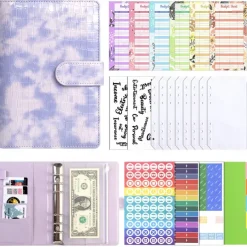 A6 Crocodile Budget Binder Cover PU Leather Notebook Binder with Hidden Snap Buckle Small 6 Ring Refillable Journal Binder