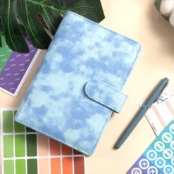 A6 Crocodile Budget Binder Cover PU Leather Notebook Binder with Hidden Snap Buckle Small 6 Ring Refillable Journal Binder