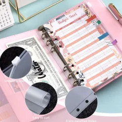 A6 Crocodile Budget Binder Cover PU Leather Notebook Binder with Hidden Snap Buckle Small 6 Ring Refillable Journal Binder