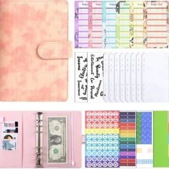 A6 Crocodile Budget Binder Cover PU Leather Notebook Binder with Hidden Snap Buckle Small 6 Ring Refillable Journal Binder