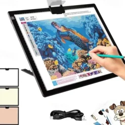 A3 LED Light Box w/Built-in Stand, Light Pad/Board for Diamond Painting with 2.8in Magnetic Clip, Light Board, Tracing Light Pad for Kids