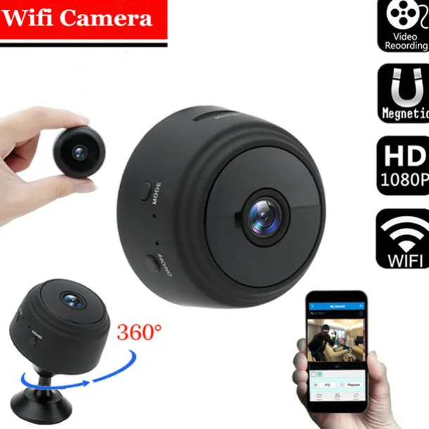 A9 Mini Camera 1080P IP Camera IR Night Magnetic Wireless Voice Video Surveillance Wifi Smart Home Security Camera with Safe Motion Detection Alarm Function Infrared Night Vision