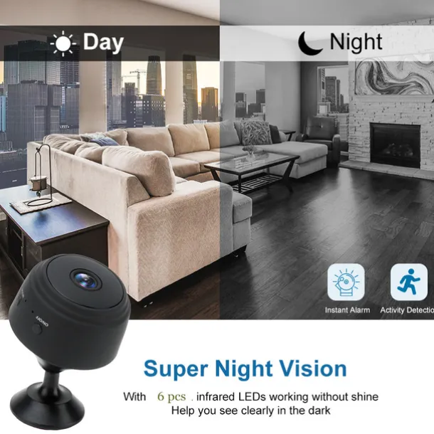 A9 Mini Camera 1080P IP Camera IR Night Magnetic Wireless Voice Video Surveillance Wifi Smart Home Security Camera with Safe Motion Detection Alarm Function Infrared Night Vision