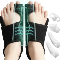 A Pair Bunion Corrector for Women and Men, Big Toe Separator Pain Relief, Big Toe Straightener with Splint, Bunion Corrector Pad with Adjustable Strap, Hallux Valgus Brace for Day/Night Support