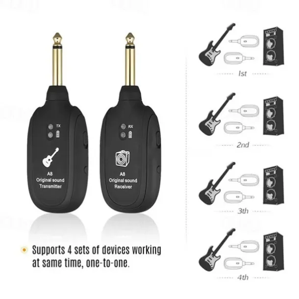 A8 UHF Wireless System Guitar Pickup Audio Transmitter Receiver for Electric Guitar Bass Violin Parts