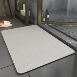 Absorbent Bath Mat Non-slip, Diatomaceous Rubber Non Slip Quick Dry Super Absorbent Thin Bathroom Rugs Fit Under Door-Washable Bathroom Floor Mats-Shower Rug for in Front of Bathtub, Shower