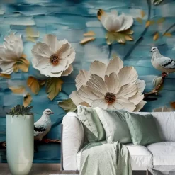 Abstract 3D Wallpaper Traditional Chinese Painting Home Decoration Wall Mural Roll Peel and Stick Removable PVC/Vinyl Material Self Adhesive/Adhesive Required Wall Decor for Living Room