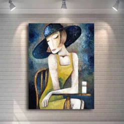 Abstract Picasso Man Playing Musical Instrument Poster Grace Woman Oil Painting on Canvas Nordic Jazz Violin Prints Home Decor