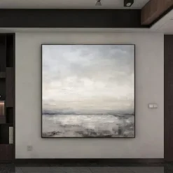 Abstract Skyline Painting hand painted Extra large wall art pain ting handmade gray landscape painting on canvas large wall art gold abstract mordern painting for Bedroom Living room painting