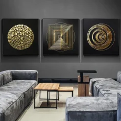 Abstract Wall Art Canvas Black Gold Geometric Prints and Posters Painting Modern Nordic Luxury Wall Art Living Room Home Decoration No Frame