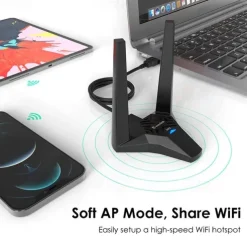 AC1300 USB3.0 Desktop Laptop WiFi Adapter,Dual Band Usb Network Card for PC,High Speed USB Wifi Dongle with Magnetic Dock,usb Wifi Signal Booster