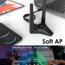 AC1300 USB3.0 Desktop Laptop WiFi Adapter,Dual Band Usb Network Card for PC,High Speed USB Wifi Dongle with Magnetic Dock,usb Wifi Signal Booster