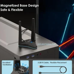 AC1300 USB3.0 Desktop Laptop WiFi Adapter,Dual Band Usb Network Card for PC,High Speed USB Wifi Dongle with Magnetic Dock,usb Wifi Signal Booster