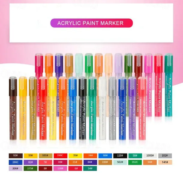 Acrylic Paint Pens Paint Markers for Rock Painting, Canvas, Wood, Glass, Fabric, Metal, Plastic, Arts Crafts Easter Eggs, Pumpkin, Scrapbooking Supplies, Graffiti Markers for Adults Kids