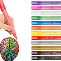 Acrylic Paint Pens Paint Markers for Rock Painting, Canvas, Wood, Glass, Fabric, Metal, Plastic, Arts Crafts Easter Eggs, Pumpkin, Scrapbooking Supplies, Graffiti Markers for Adults Kids