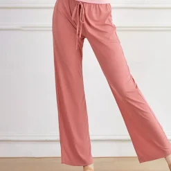 Activewear Pants Cinch Cord Pure Color Splicing Women's Performance Training High Polyester