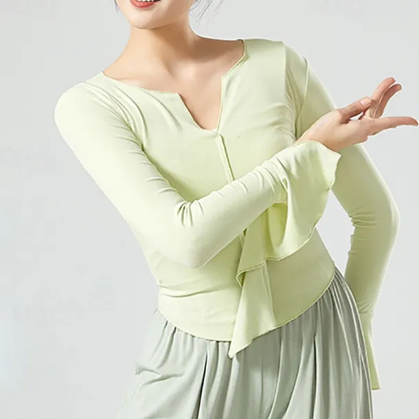 Activewear Top Pure Color Splicing Women's Performance Training Long Sleeve High Polyester