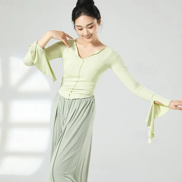 Activewear Top Pure Color Splicing Women's Performance Training Long Sleeve High Polyester