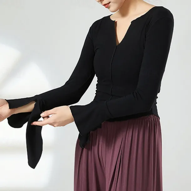 Activewear Top Pure Color Splicing Women's Performance Training Long Sleeve High Polyester