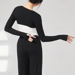 Activewear Top Pure Color Splicing Women's Performance Training Long Sleeve High Polyester