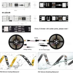 Addressable Dream color RGBIC WiFi Bluetooth LED Light Strip 5~10m 16.4~32.8ft Waterproof 5050SMD Work with Alexa Google Assistant