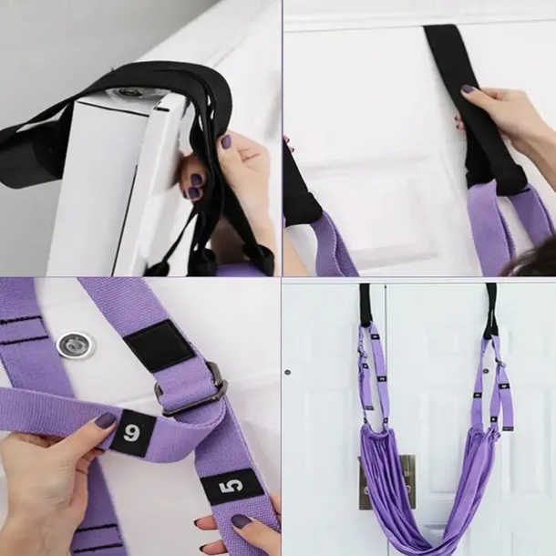 Adjustable Aerial Yoga Strap Elastic Stretch Door Hanging Yoga Belts Hammock Swing Fitness Handstand Rope Training Device For Women