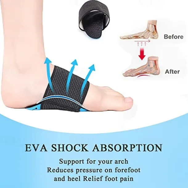 Adjustable Arch Support Brace with Cushioned Pads for Foot Pain Relief - Ideal for Plantar Fasciitis and Everyday Comfort
