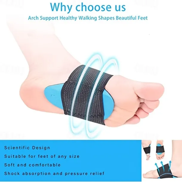 Adjustable Arch Support Brace with Cushioned Pads for Foot Pain Relief - Ideal for Plantar Fasciitis and Everyday Comfort