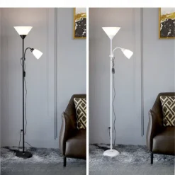 Adjustable Black Floor Lamp with Reading Light Susan Modern Standing Lamp for Living Room/Office Lamp 72
