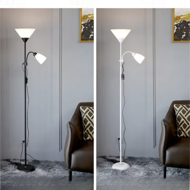 Adjustable Black Floor Lamp with Reading Light Susan Modern Standing Lamp for Living Room/Office Lamp 72" Tall - 150-watt with Side Reading Light Corner Lamp