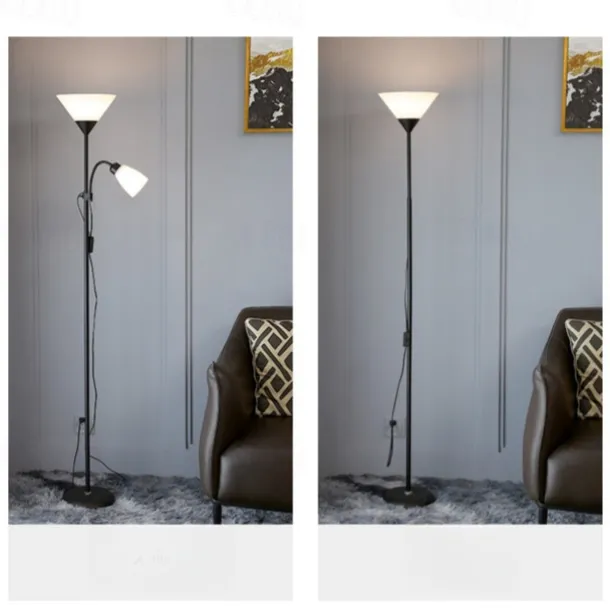 Adjustable Black Floor Lamp with Reading Light Susan Modern Standing Lamp for Living Room/Office Lamp 72" Tall - 150-watt with Side Reading Light Corner Lamp