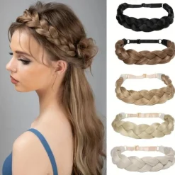 Adjustable Braided Headband Synthetic Hairpiece Hair Hoop Simple Hair Accessories For Women