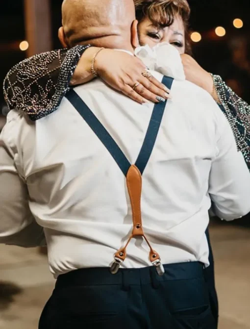 Adjustable Elastic Suspenders with Faux Leather Accents and Metal Clips – Classic Y-Back Design for Men, Perfect for Formal Events, Weddings, and Daily Wear